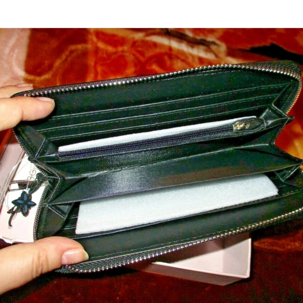 Bcbgeneration Black Multi Pocket Checkbook Silver… - image 3